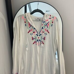 Embroidered White Hoodie